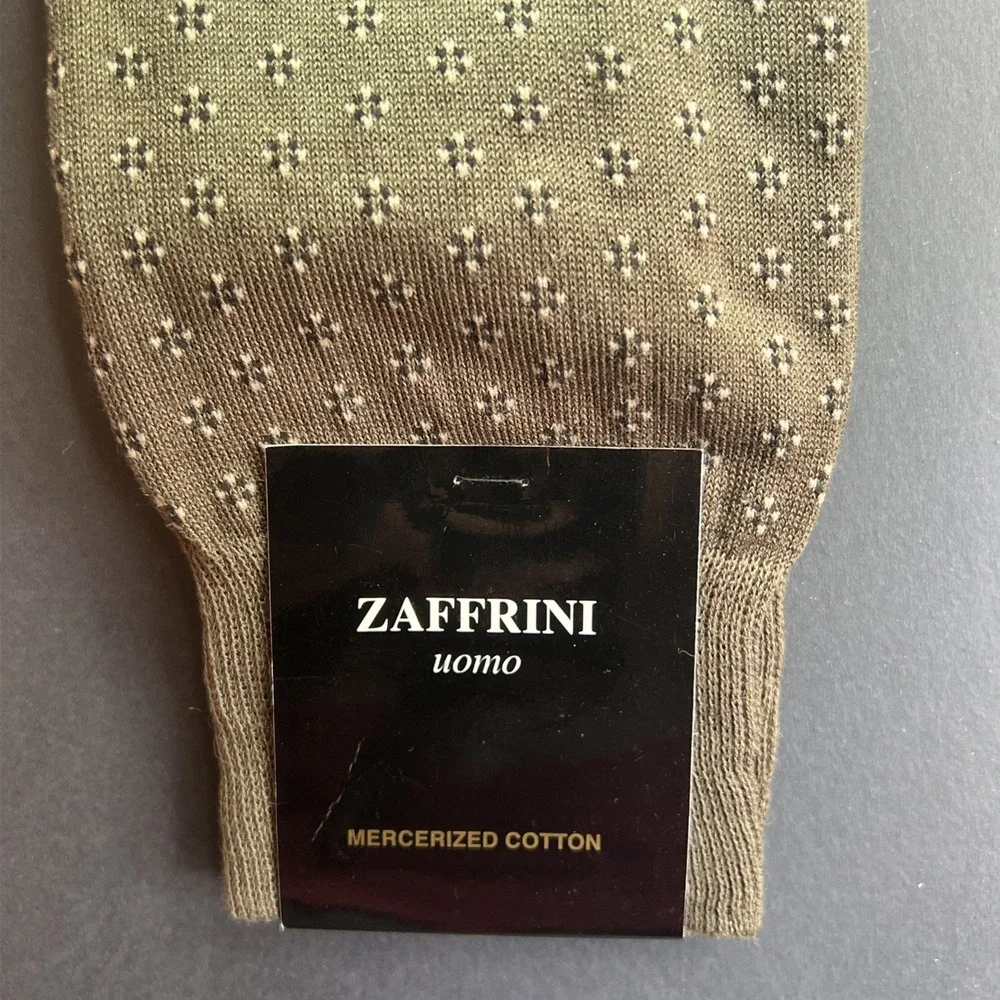 Zaffrini Uomo Mens Dress Socks Sz 10-13 Army Green Mercerized Cotton Office NEW